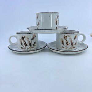 vintage stonehenge midwinter "wild oats" pattern cups and saucers set of 3
